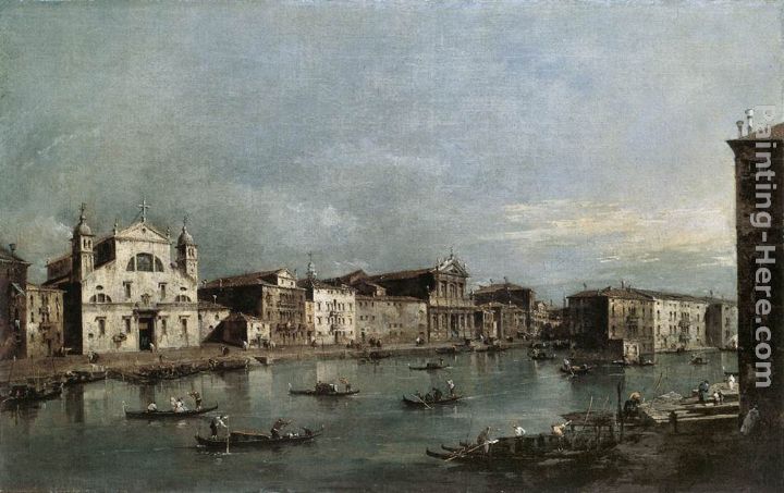The Grand Canal with Santa Lucia and the Scalzi painting - Francesco Guardi The Grand Canal with Santa Lucia and the Scalzi art painting